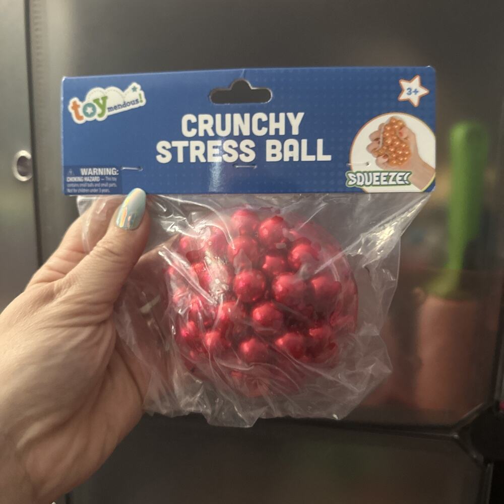 Crunchy Stress Squishy Ball Toymendous Squeeze Red Pearls Ball New